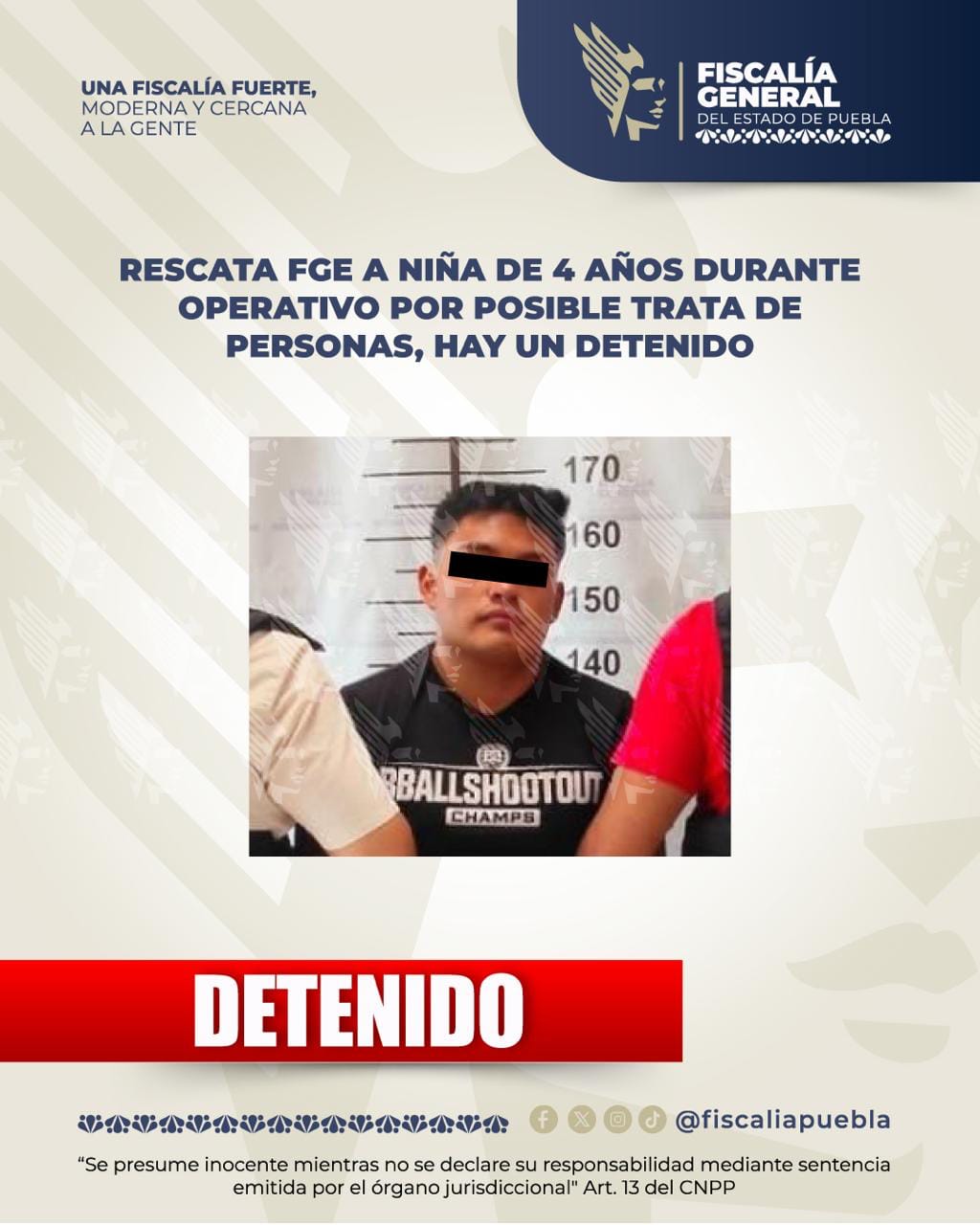 Rescata FGE a niña de 4 años durante operativo por posible trata de personas, hay un detenido