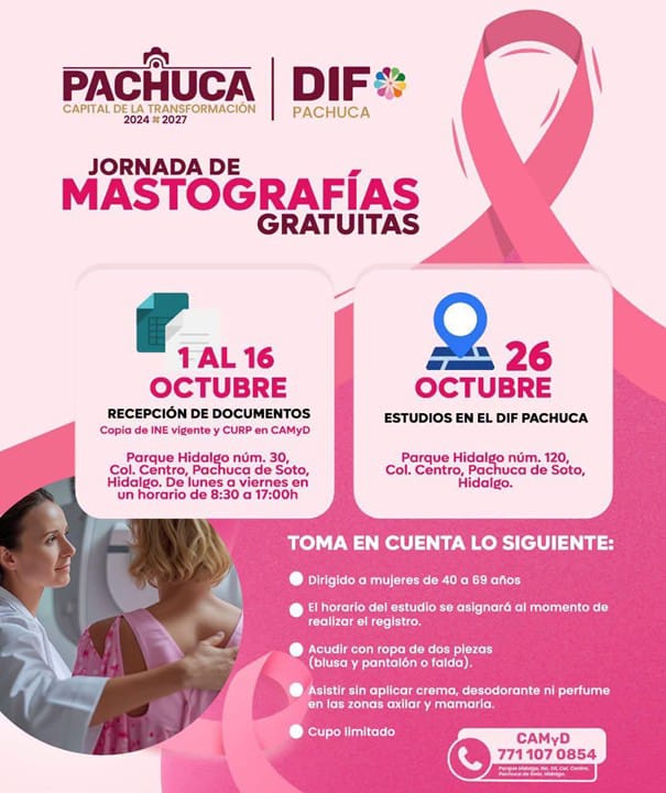 DIF Pachuca abre registro para jornada de mastografías gratuitas