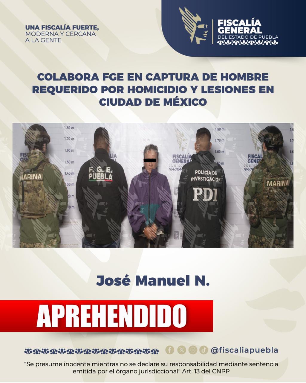 Colabora FGE en captura de hombre requerido por homicidio y lesiones en Ciudad de México